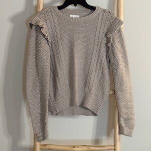 LC Lauren Conrad Light Gray Ruffle Sweater